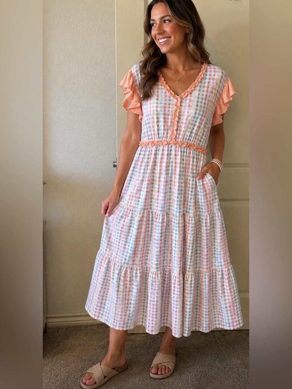 Busy Bee Smocks Modest Midi Picnic Dress Size L Like New Custom Made Apostolic